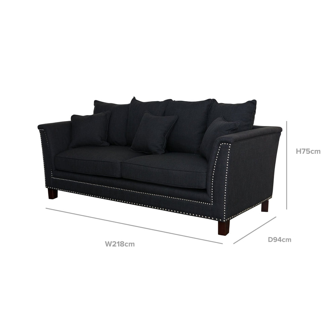 Manhattan 3 Seat Sofa Charcoal - OneWorld Collection