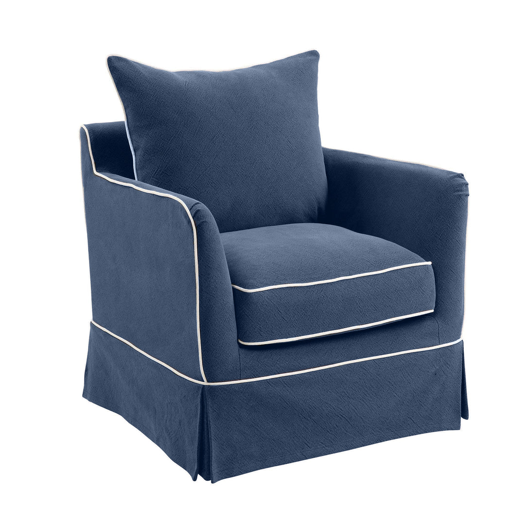 Noosa Hamptons Armchair Navy W/White Piping