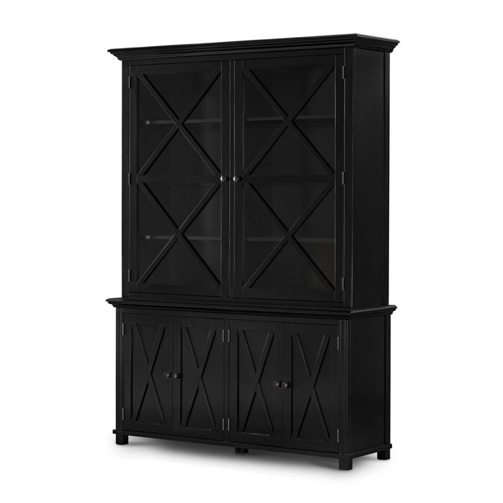 Sorrento Black Tall Glass Door Cabinet - OneWorld Collection