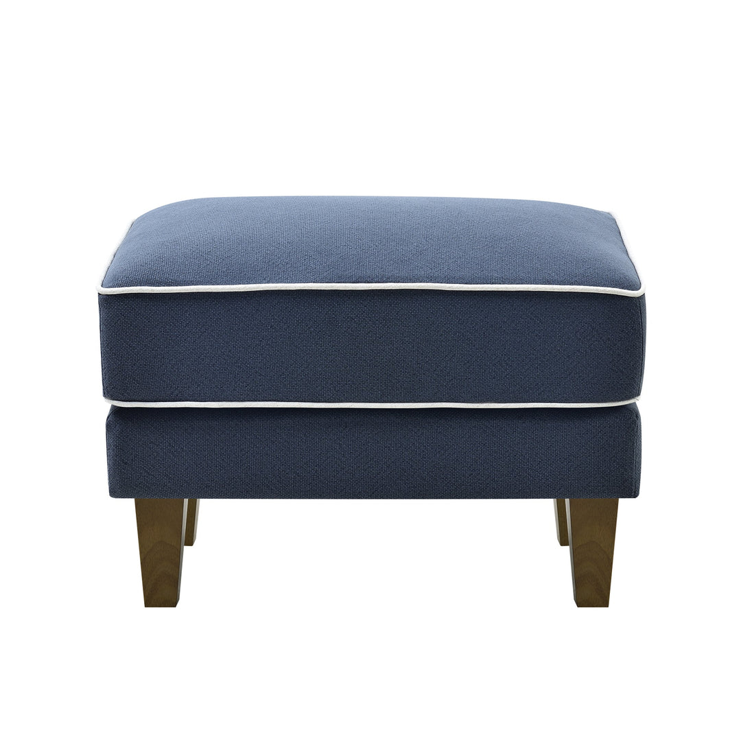 Bondi Ottoman Navy with White Piping - OneWorld Collection