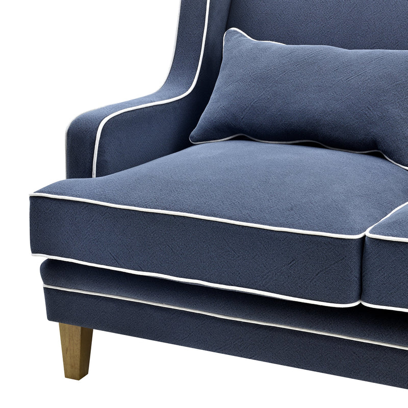 Bondi 2 Seat Sofa Navy With White Piping - OneWorld Collection