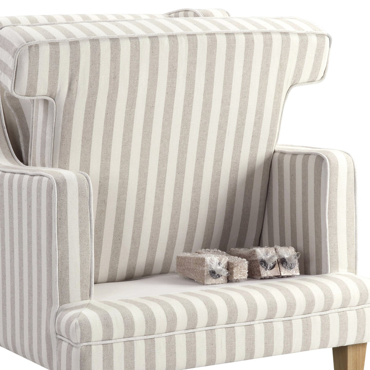 Bondi Hamptons Armchair Natural Stripe W/White Piping