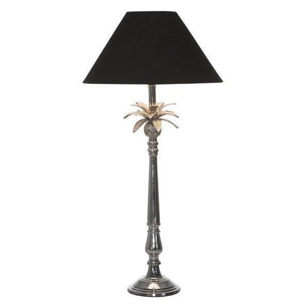 Nickel Pineapple Leaf Lamp W/Black Shade - OneWorld Collection