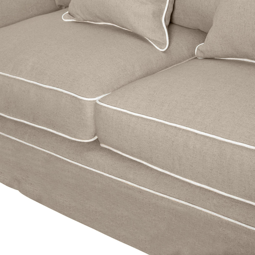 Slip Cover Only - Noosa Hamptons 1.5 Seat Sofa Natural W/White Piping