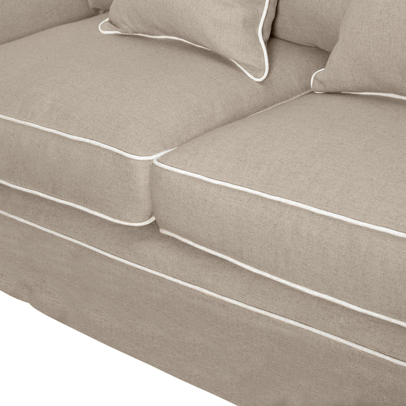 Slip Cover Only - Noosa Hamptons 1.5 Seat Sofa Natural W/White Piping