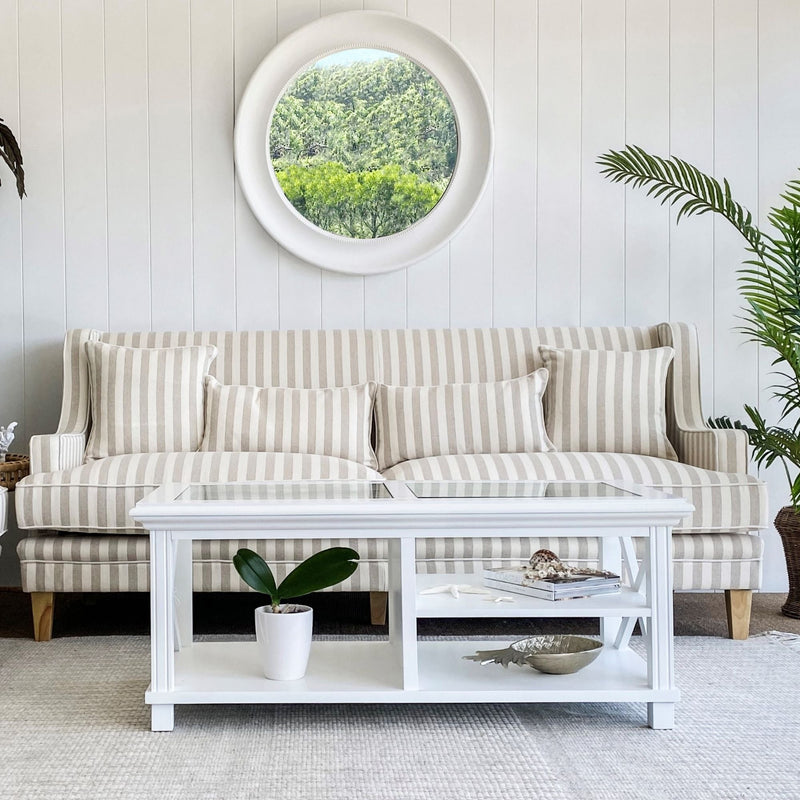 Bondi 3 Seat Sofa Natural Stripe / White - OneWorld Collection