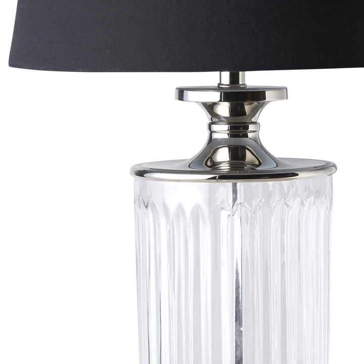 Glass Nickel Lamp W/Black Linen Shade - OneWorld Collection