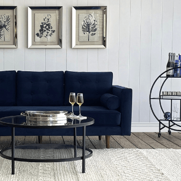 Evie 3 Seat Sofa Navy Blue - OneWorld Collection