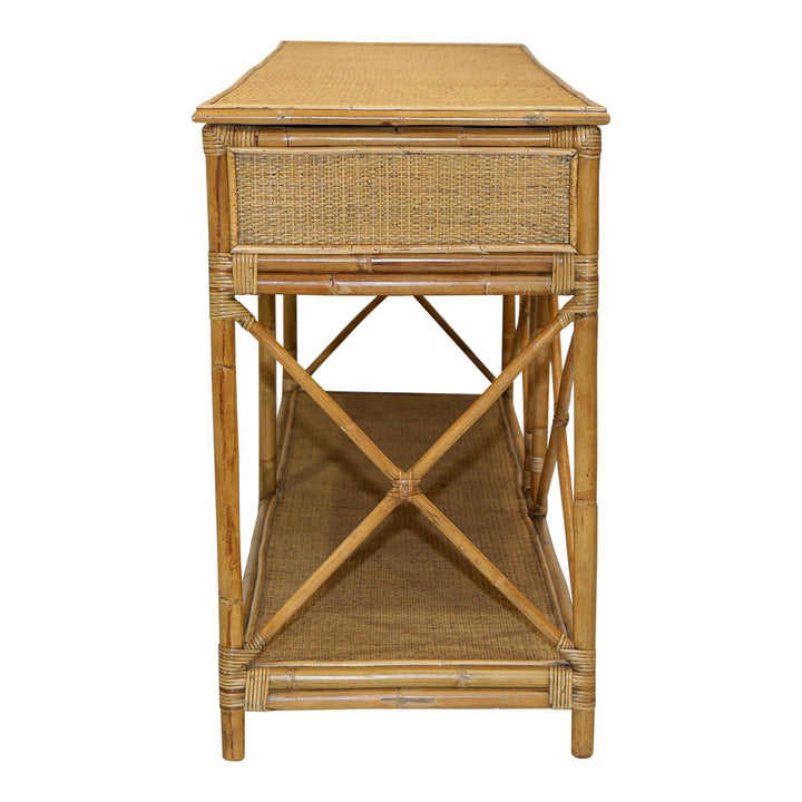 Cayman Large Two Drawer Rattan Console - OneWorld Collection