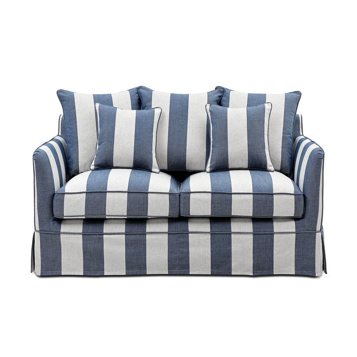 2 Seat Slip Cover - Noosa Denim Cream Stripe - OneWorld Collection