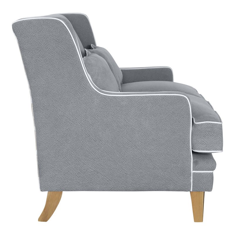 Bondi 2 Seat Sofa Grey W/ White Piping
