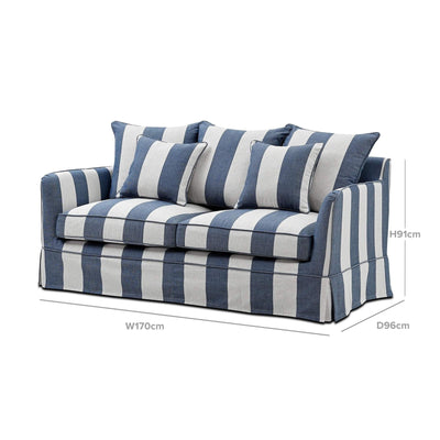 Noosa 2 Seat Sofa Denim & Cream Stripe - OneWorld Collection