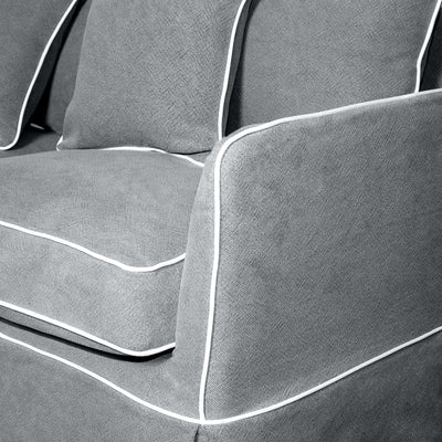 Noosa 2 Seat Hamptons Grey W/White Piping Linen Blend