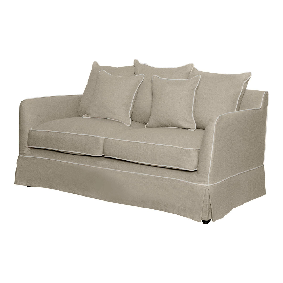 Noosa 2 Seat Sofa Natural With White Piping - OneWorld Collection