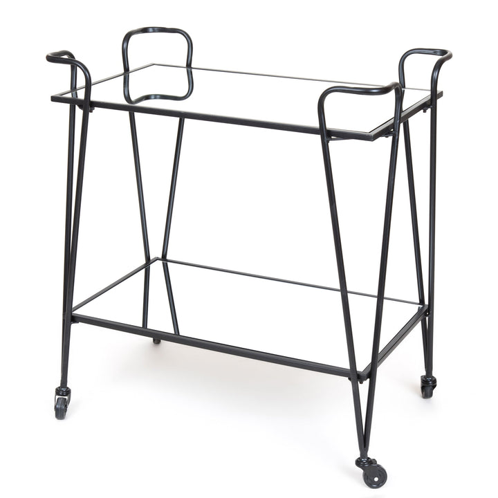 Mirror Shelves Bar Trolley Black - OneWorld Collection