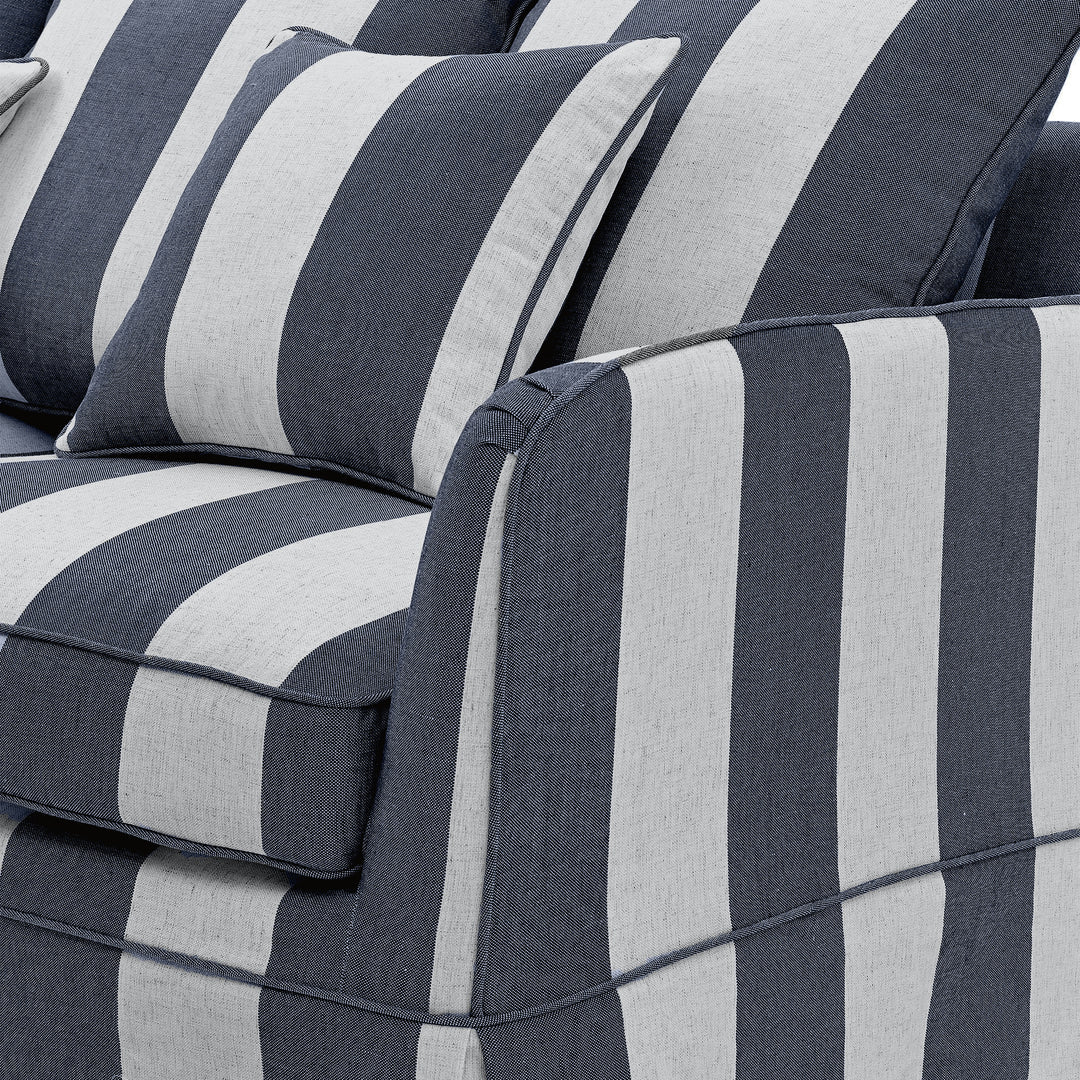 Noosa Hamptons 3 Seat Sofa Denim/Cream Stripe