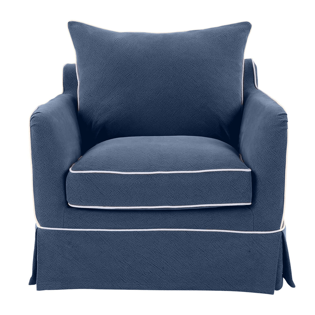 Noosa Hamptons Armchair Navy W/White Piping