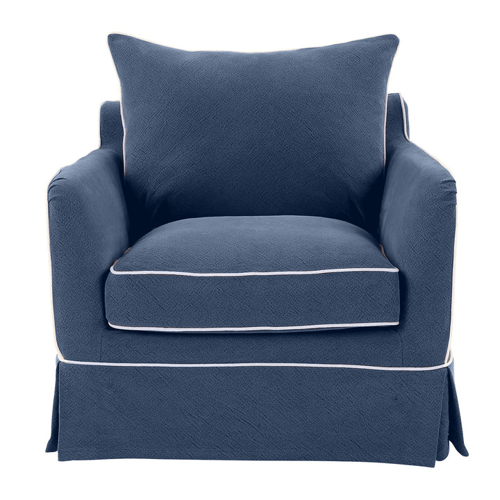 Noosa Hamptons Armchair Navy W/White Piping