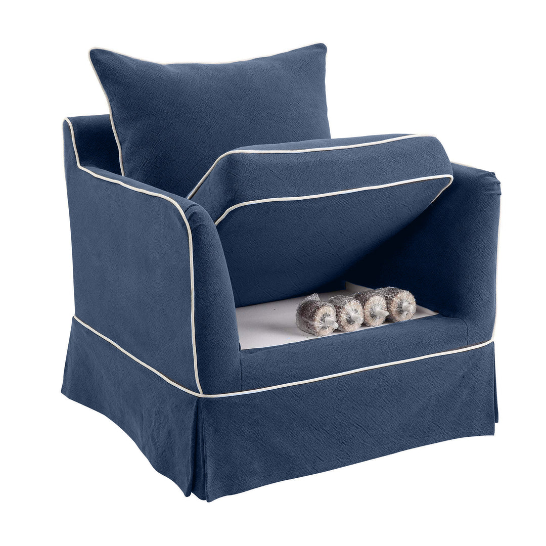 Noosa Hamptons Armchair Navy W/White Piping