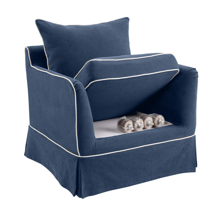 Noosa Hamptons Armchair Navy W/White Piping