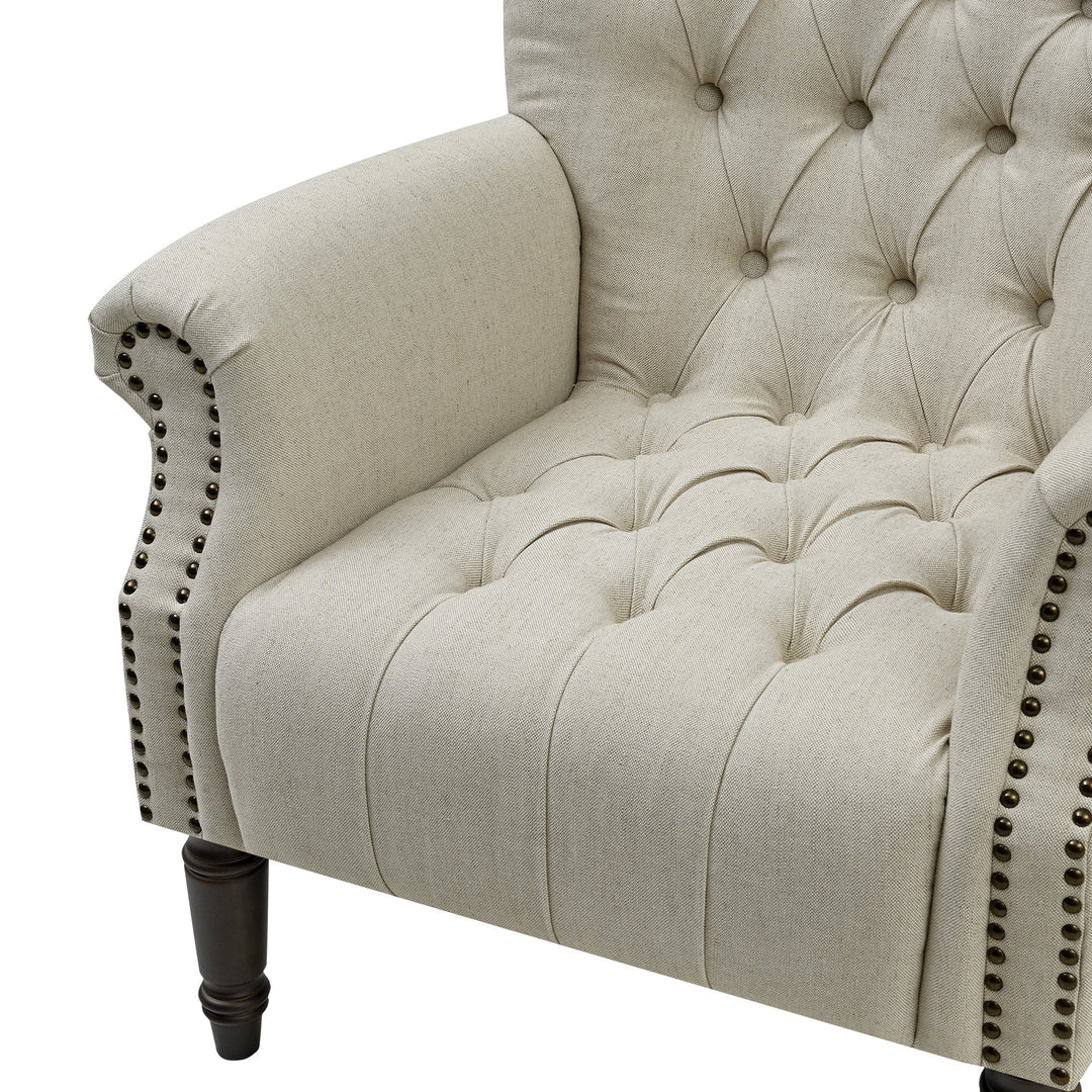 Maurice Armchair Natural Linen Dark Legs - OneWorld Collection