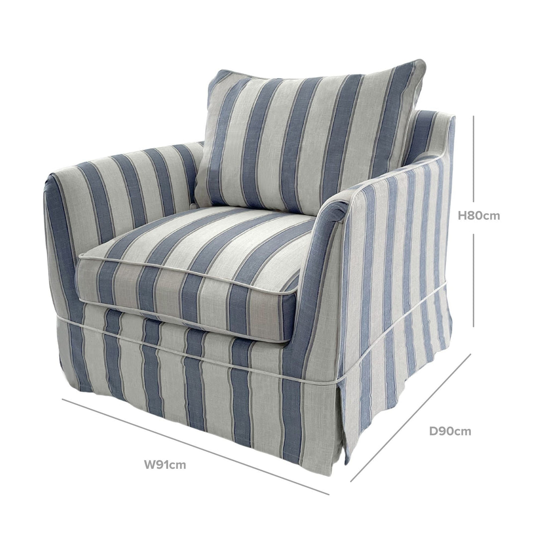 Noosa Armchair Blue Sky Stripe - OneWorld Collection