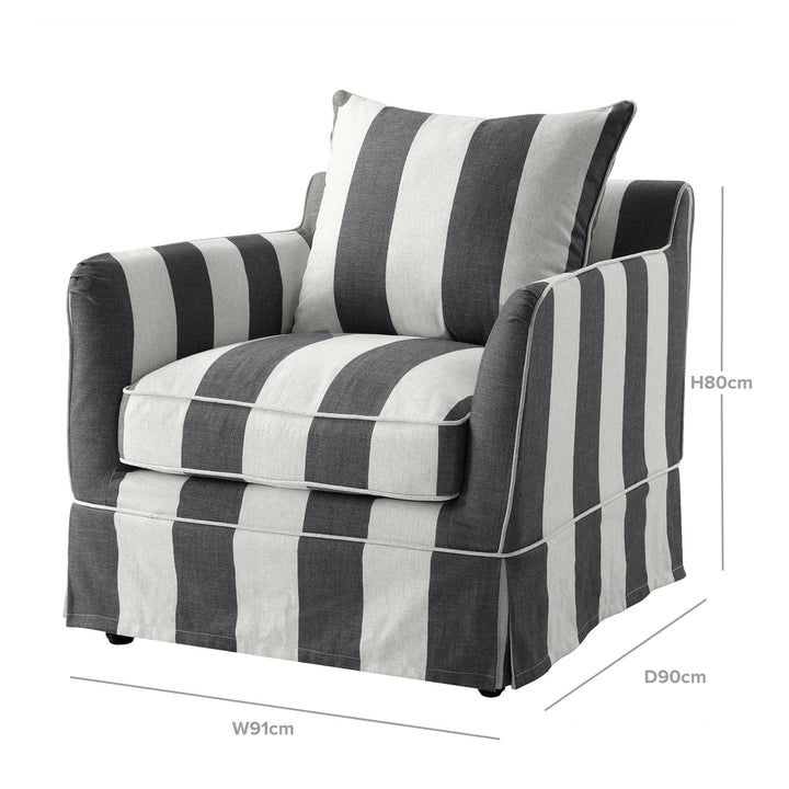 Armchair Slip Cover - Noosa Grey & Cream Stripe - OneWorld Collection