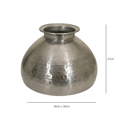 Hammered Aluminium Silver Pot Vase - OneWorld Collection
