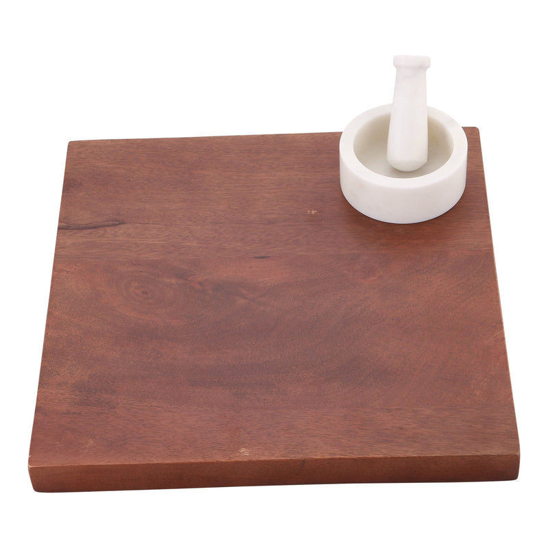 Timber Board With Mortar & Pestle - OneWorld Collection