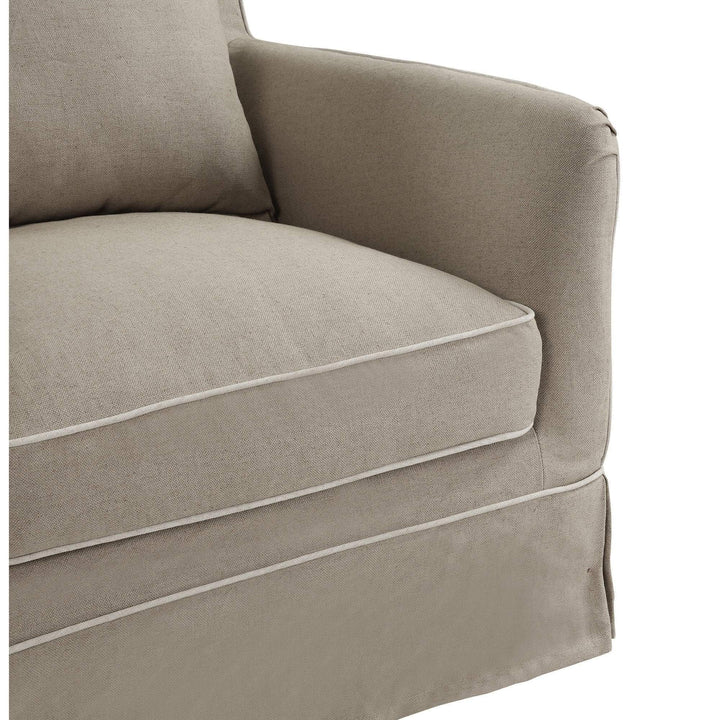 Armchair Slip Cover - Noosa Natural with White Piping - OneWorld Collection