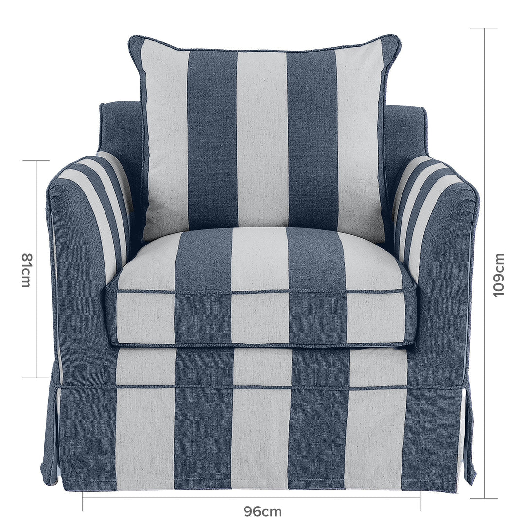 Armchair Slip Cover - Noosa Denim Cream Stripe - OneWorld Collection