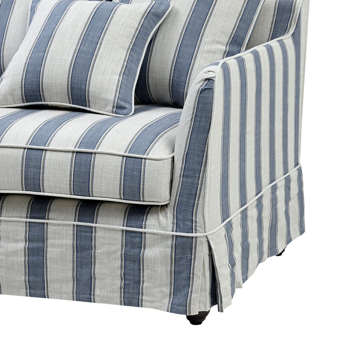 3 Seat Slip Cover - Noosa Blue Sky Stripe - OneWorld Collection