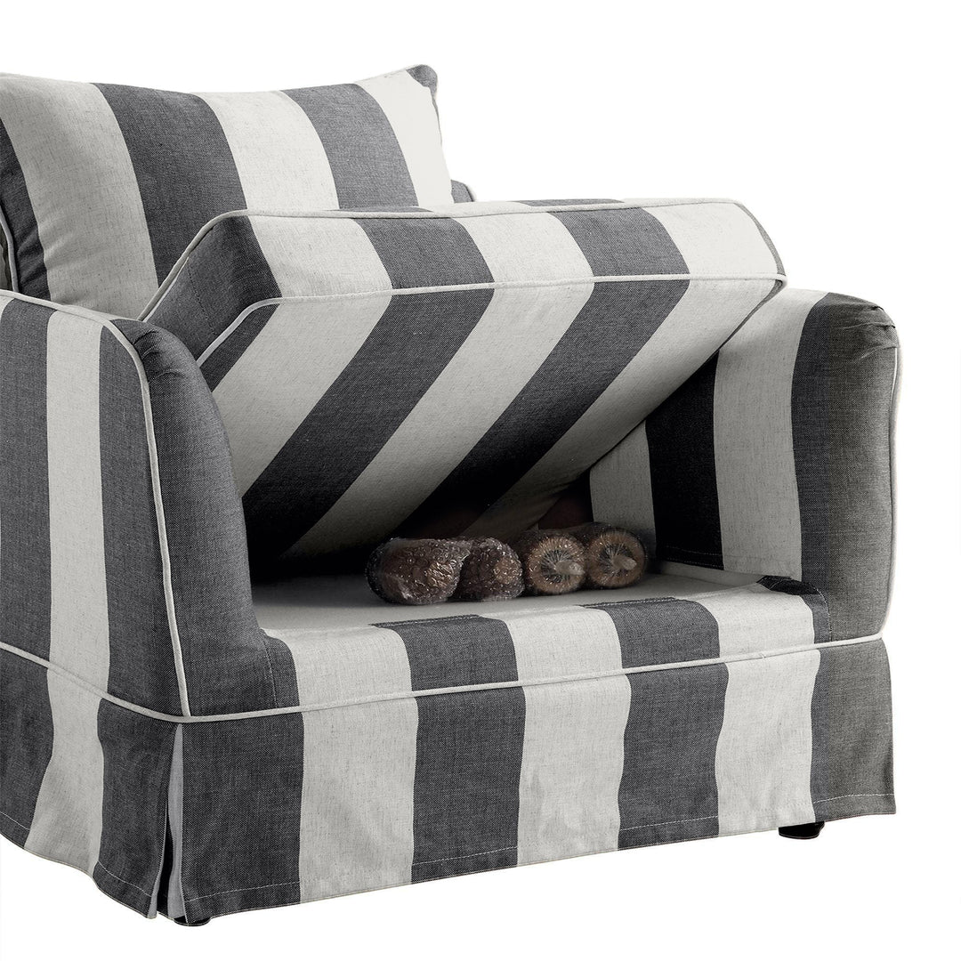 Armchair Slip Cover - Noosa Grey & Cream Stripe - OneWorld Collection