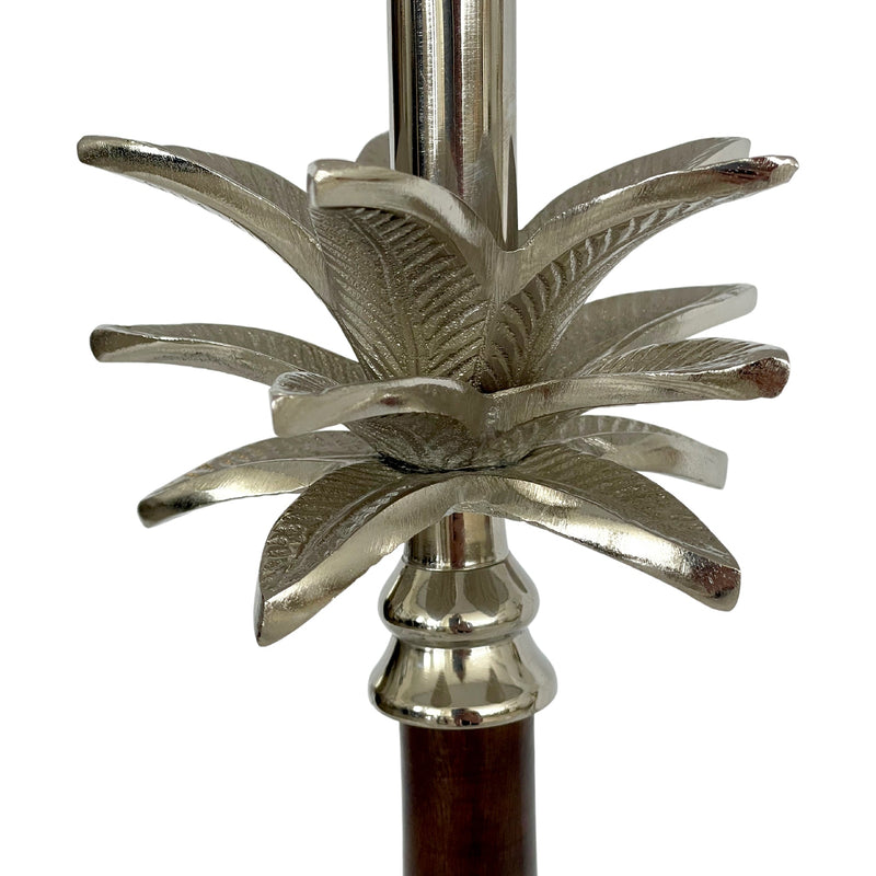 Nickel/Wood Palm Lamp W/Nat Linen Shade - OneWorld Collection