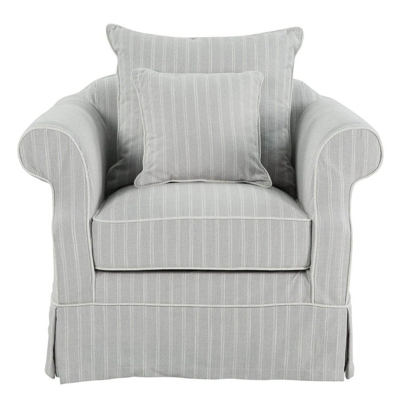 Armchair Slip Cover - Avalon Cloud Stripe - OneWorld Collection