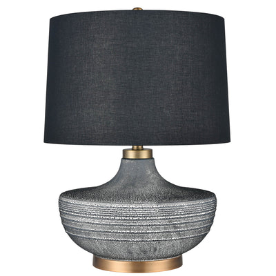 Amira Blue Bubble Ceramic Lamp with Black Linen Shade - OneWorld Collection