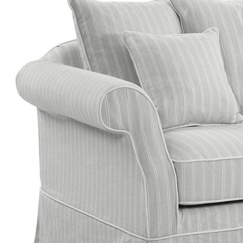 Avalon 3 Seat Hamptons Sofa Cloud Stripe Linen Blend