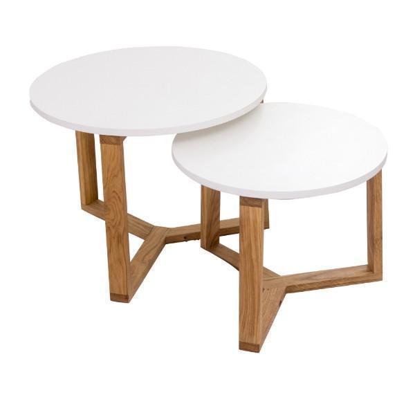 2 Piece Olwen Oak Wood Nesting Side Table Set - OneWorld Collection