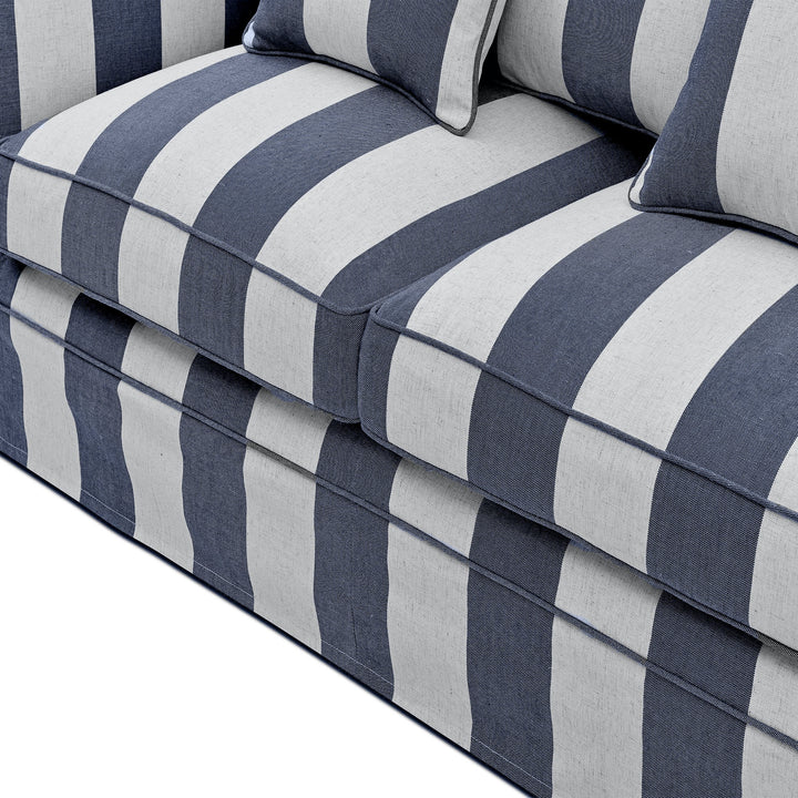 Noosa 3 Seat Queen Sofa Bed Denim & Cream Stripe - OneWorld Collection