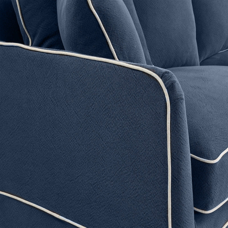 Noosa 2 Seat Sofa Navy With White Piping - OneWorld Collection