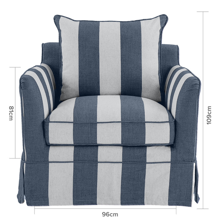 Noosa Hamptons Armchair Denim/Cream Stripe