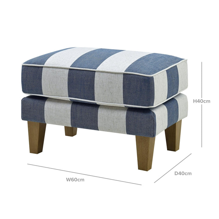 Bondi Ottoman Denim and Cream Stripe - OneWorld Collection