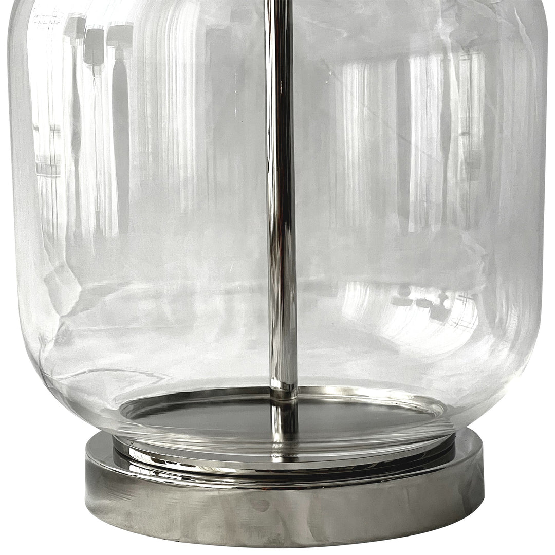 Regency Nickel and Glass Table Lamp with Natural Linen Shade - OneWorld Collection