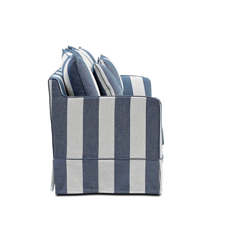 2 Seat Slip Cover - Noosa Denim Cream Stripe - OneWorld Collection