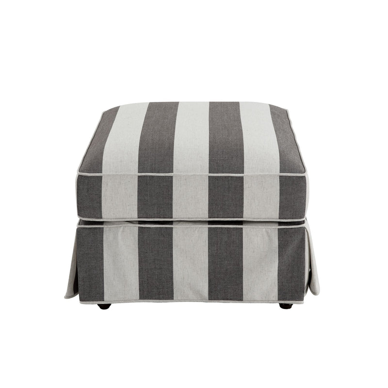 Noosa Ottoman Grey & Cream Stripe - OneWorld Collection
