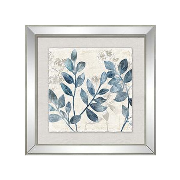 Blue Leaf Print W/Mirror Square - Right - OneWorld Collection