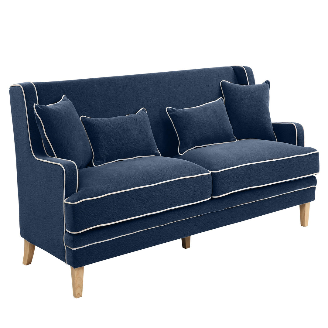 Bondi Hamptons 3 Seat Sofa Navy W/White Piping