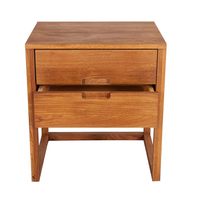 Oslo Oak Two Drawer Bedside Table Lacquered Finish